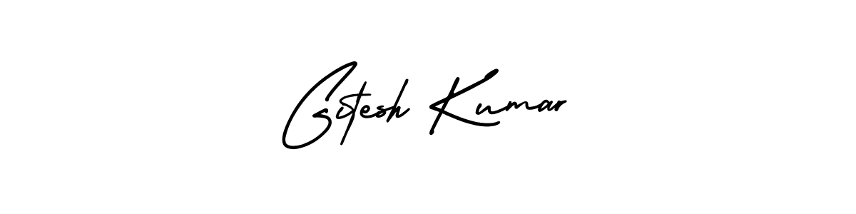 The best way (AmerikaSignatureDemo-Regular) to make a short signature is to pick only two or three words in your name. The name Gitesh Kumar include a total of six letters. For converting this name. Gitesh Kumar signature style 3 images and pictures png