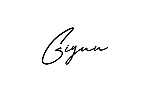 Giyuu stylish signature style. Best Handwritten Sign (AmerikaSignatureDemo-Regular) for my name. Handwritten Signature Collection Ideas for my name Giyuu. Giyuu signature style 3 images and pictures png