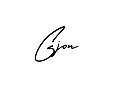 How to make Gjon name signature. Use AmerikaSignatureDemo-Regular style for creating short signs online. This is the latest handwritten sign. Gjon signature style 3 images and pictures png