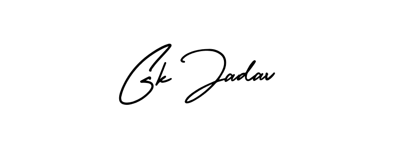 How to make Gk Jadav name signature. Use AmerikaSignatureDemo-Regular style for creating short signs online. This is the latest handwritten sign. Gk Jadav signature style 3 images and pictures png
