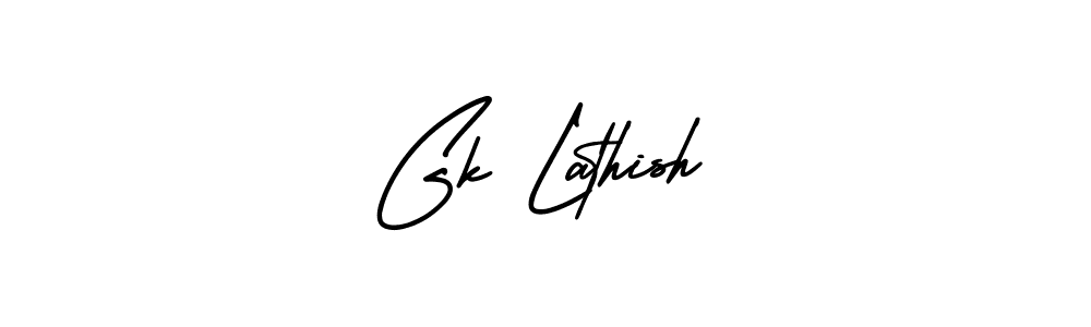 How to make Gk Lathish name signature. Use AmerikaSignatureDemo-Regular style for creating short signs online. This is the latest handwritten sign. Gk Lathish signature style 3 images and pictures png