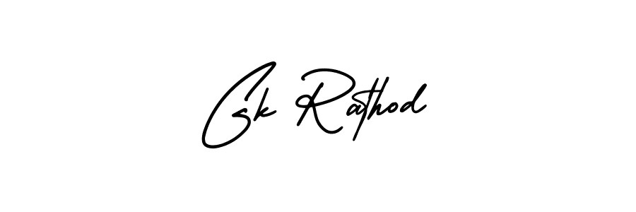 You should practise on your own different ways (AmerikaSignatureDemo-Regular) to write your name (Gk Rathod) in signature. don't let someone else do it for you. Gk Rathod signature style 3 images and pictures png