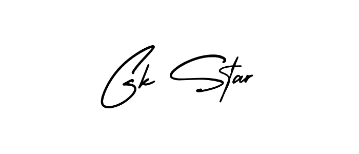 How to make Gk Star name signature. Use AmerikaSignatureDemo-Regular style for creating short signs online. This is the latest handwritten sign. Gk Star signature style 3 images and pictures png