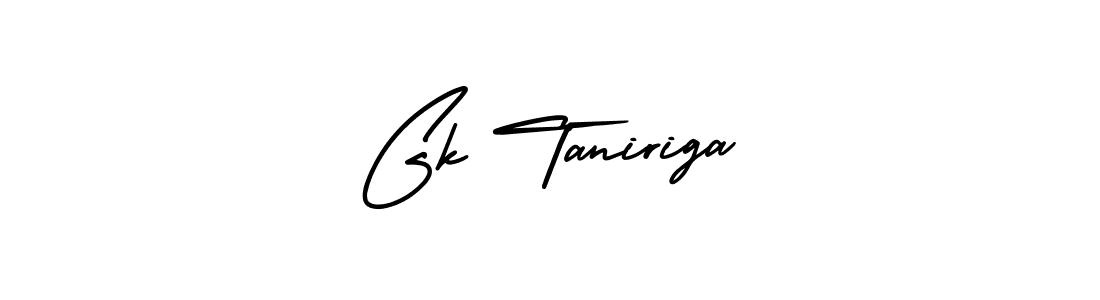 How to make Gk Taniriga name signature. Use AmerikaSignatureDemo-Regular style for creating short signs online. This is the latest handwritten sign. Gk Taniriga signature style 3 images and pictures png