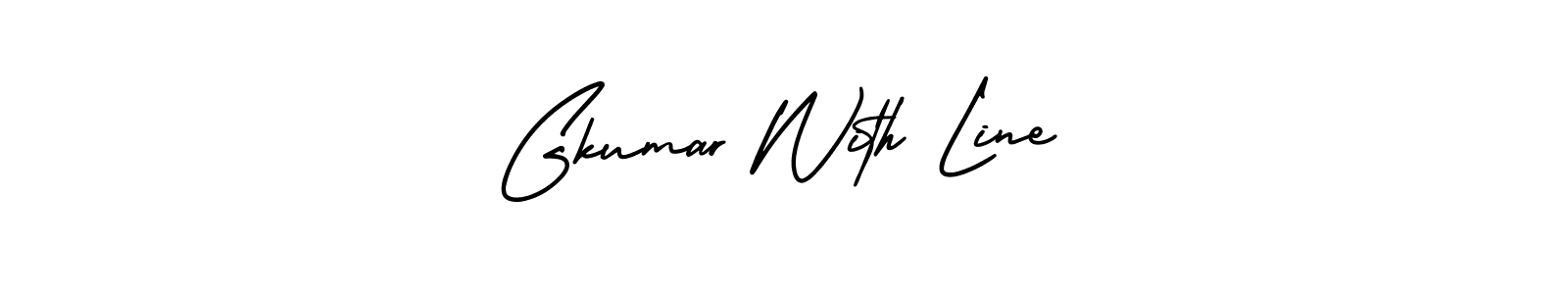 You should practise on your own different ways (AmerikaSignatureDemo-Regular) to write your name (Gkumar With Line) in signature. don't let someone else do it for you. Gkumar With Line signature style 3 images and pictures png