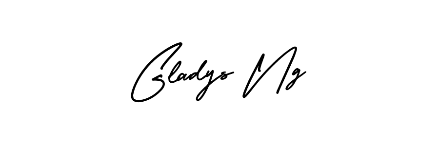 The best way (AmerikaSignatureDemo-Regular) to make a short signature is to pick only two or three words in your name. The name Gladys Ng include a total of six letters. For converting this name. Gladys Ng signature style 3 images and pictures png
