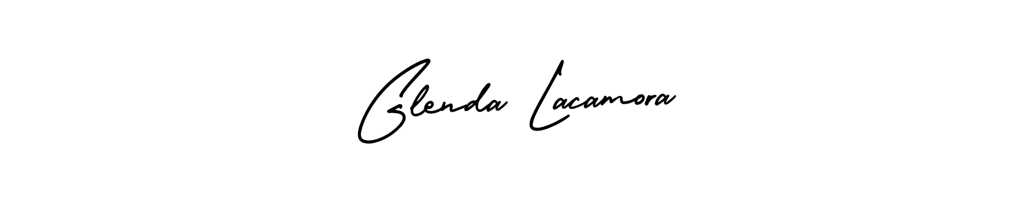 The best way (AmerikaSignatureDemo-Regular) to make a short signature is to pick only two or three words in your name. The name Glenda Lacamora include a total of six letters. For converting this name. Glenda Lacamora signature style 3 images and pictures png