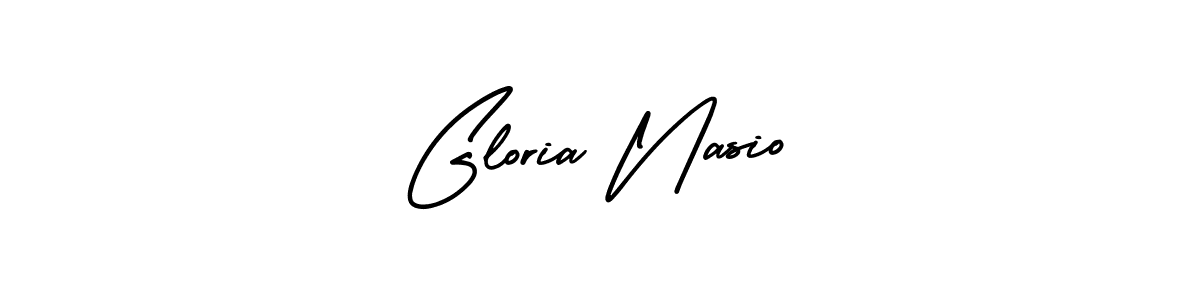 The best way (AmerikaSignatureDemo-Regular) to make a short signature is to pick only two or three words in your name. The name Gloria Nasio include a total of six letters. For converting this name. Gloria Nasio signature style 3 images and pictures png