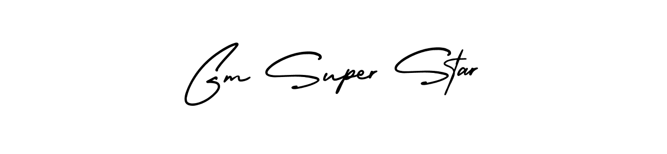 Gm Super Star stylish signature style. Best Handwritten Sign (AmerikaSignatureDemo-Regular) for my name. Handwritten Signature Collection Ideas for my name Gm Super Star. Gm Super Star signature style 3 images and pictures png