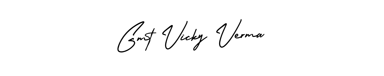 This is the best signature style for the Gmt Vicky Verma name. Also you like these signature font (AmerikaSignatureDemo-Regular). Mix name signature. Gmt Vicky Verma signature style 3 images and pictures png