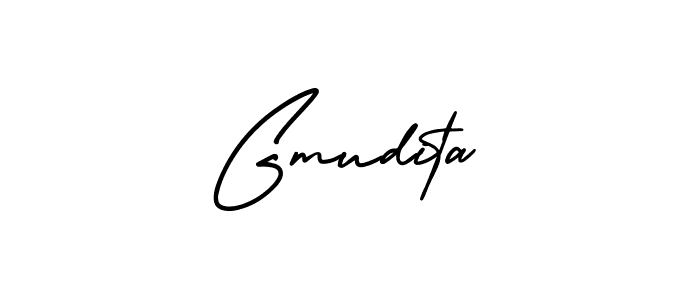 The best way (AmerikaSignatureDemo-Regular) to make a short signature is to pick only two or three words in your name. The name Gmudita include a total of six letters. For converting this name. Gmudita signature style 3 images and pictures png