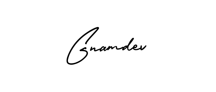 Gnamdev stylish signature style. Best Handwritten Sign (AmerikaSignatureDemo-Regular) for my name. Handwritten Signature Collection Ideas for my name Gnamdev. Gnamdev signature style 3 images and pictures png