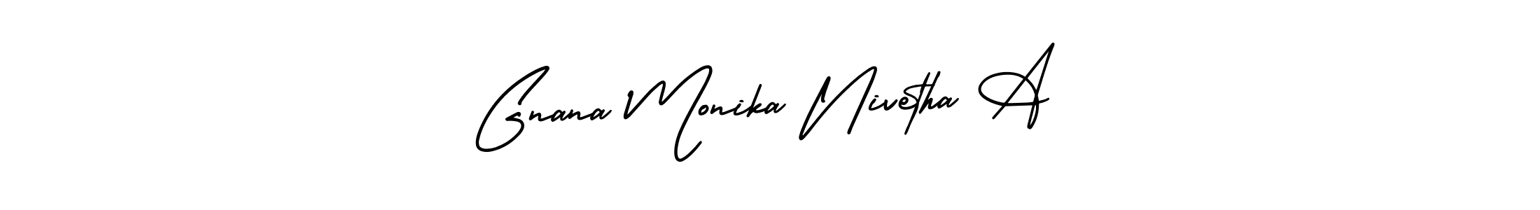 How to make Gnana Monika Nivetha A name signature. Use AmerikaSignatureDemo-Regular style for creating short signs online. This is the latest handwritten sign. Gnana Monika Nivetha A signature style 3 images and pictures png