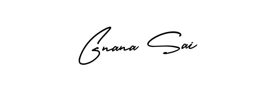 How to make Gnana Sai name signature. Use AmerikaSignatureDemo-Regular style for creating short signs online. This is the latest handwritten sign. Gnana Sai signature style 3 images and pictures png