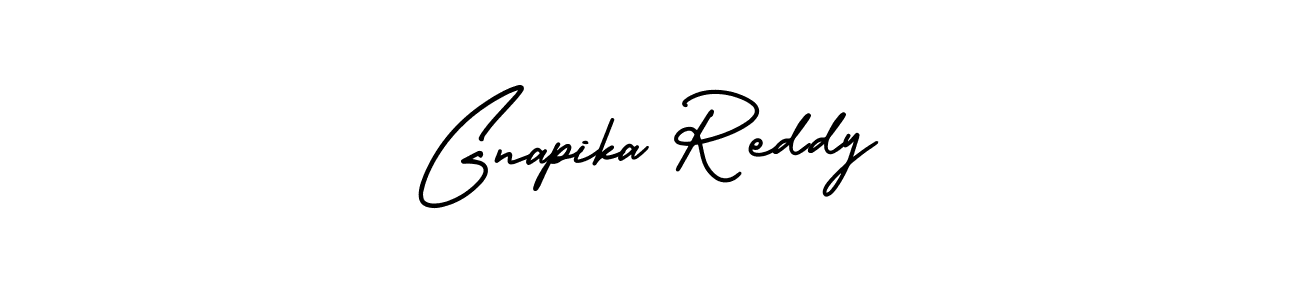 This is the best signature style for the Gnapika Reddy name. Also you like these signature font (AmerikaSignatureDemo-Regular). Mix name signature. Gnapika Reddy signature style 3 images and pictures png