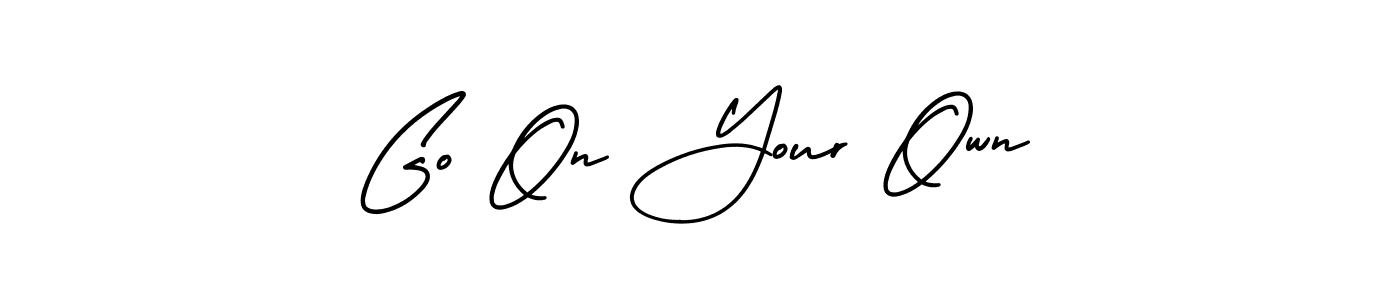 Similarly AmerikaSignatureDemo-Regular is the best handwritten signature design. Signature creator online .You can use it as an online autograph creator for name Go On Your Own. Go On Your Own signature style 3 images and pictures png