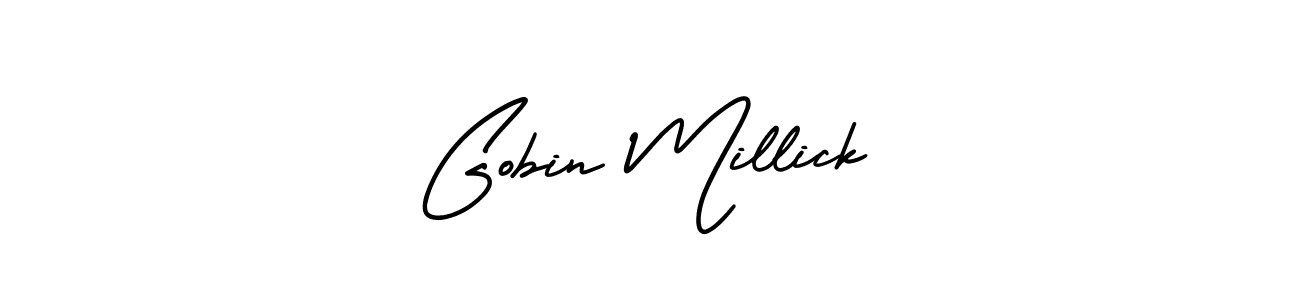 This is the best signature style for the Gobin Millick name. Also you like these signature font (AmerikaSignatureDemo-Regular). Mix name signature. Gobin Millick signature style 3 images and pictures png