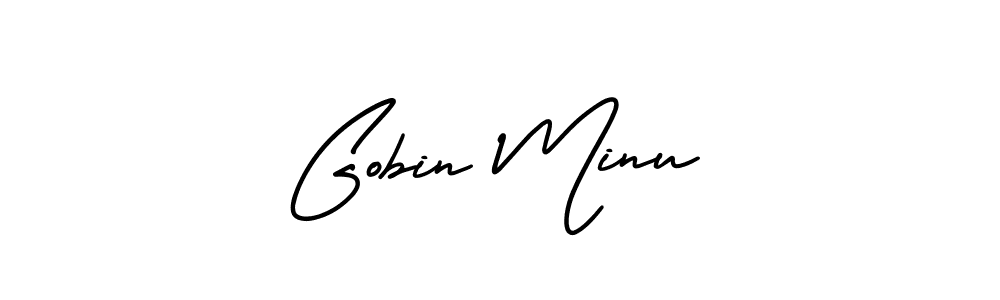 Similarly AmerikaSignatureDemo-Regular is the best handwritten signature design. Signature creator online .You can use it as an online autograph creator for name Gobin Minu. Gobin Minu signature style 3 images and pictures png