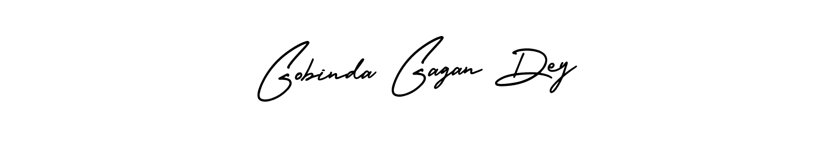 You should practise on your own different ways (AmerikaSignatureDemo-Regular) to write your name (Gobinda Gagan Dey) in signature. don't let someone else do it for you. Gobinda Gagan Dey signature style 3 images and pictures png