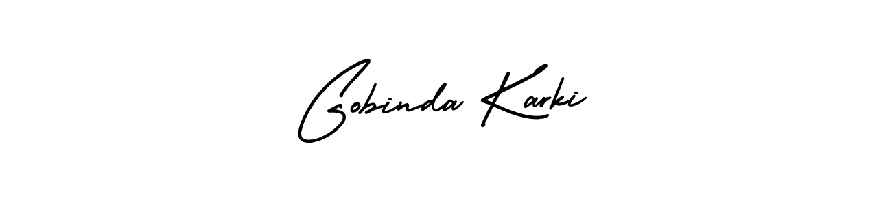 How to make Gobinda Karki signature? AmerikaSignatureDemo-Regular is a professional autograph style. Create handwritten signature for Gobinda Karki name. Gobinda Karki signature style 3 images and pictures png