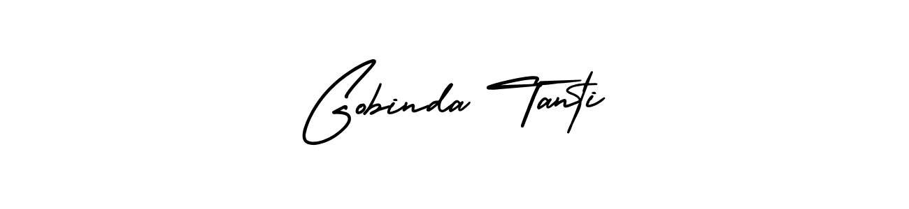 You should practise on your own different ways (AmerikaSignatureDemo-Regular) to write your name (Gobinda Tanti) in signature. don't let someone else do it for you. Gobinda Tanti signature style 3 images and pictures png