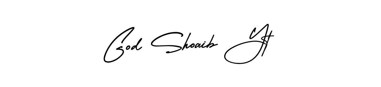Similarly AmerikaSignatureDemo-Regular is the best handwritten signature design. Signature creator online .You can use it as an online autograph creator for name God Shoaib Yt. God Shoaib Yt signature style 3 images and pictures png
