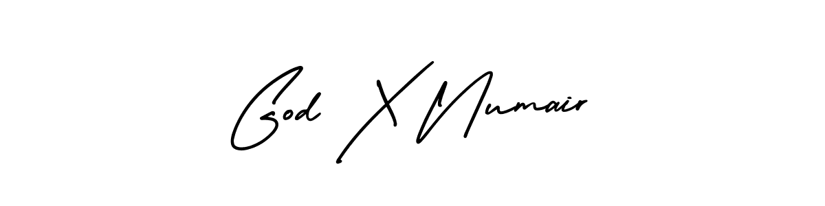 Create a beautiful signature design for name God X Numair. With this signature (AmerikaSignatureDemo-Regular) fonts, you can make a handwritten signature for free. God X Numair signature style 3 images and pictures png