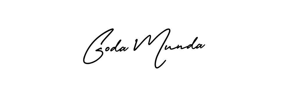 The best way (AmerikaSignatureDemo-Regular) to make a short signature is to pick only two or three words in your name. The name Goda Munda include a total of six letters. For converting this name. Goda Munda signature style 3 images and pictures png