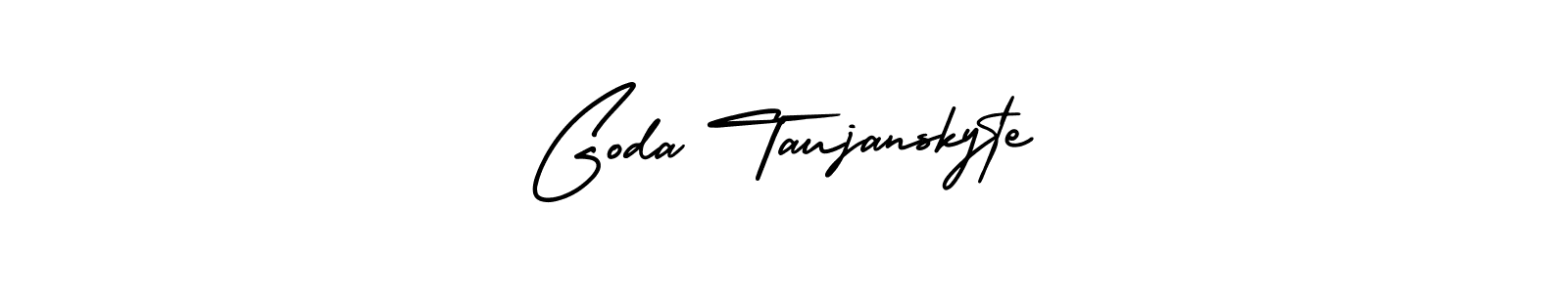 You should practise on your own different ways (AmerikaSignatureDemo-Regular) to write your name (Goda Taujanskyte) in signature. don't let someone else do it for you. Goda Taujanskyte signature style 3 images and pictures png