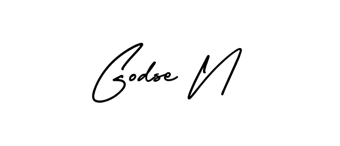 How to make Godse N name signature. Use AmerikaSignatureDemo-Regular style for creating short signs online. This is the latest handwritten sign. Godse N signature style 3 images and pictures png