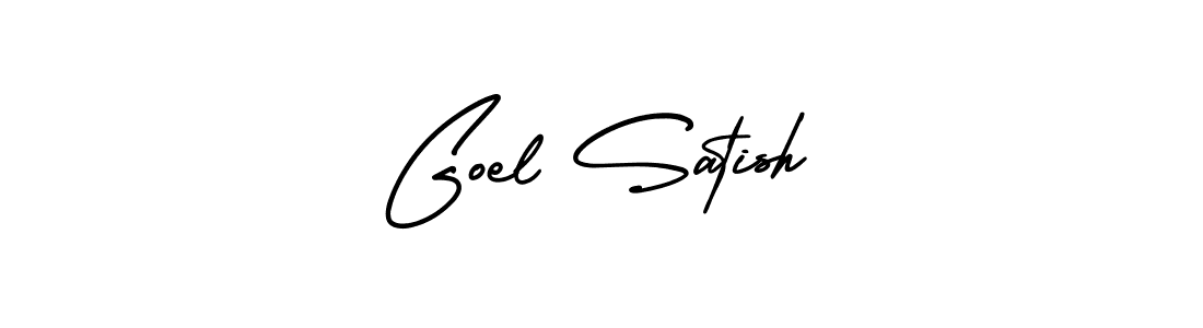 The best way (AmerikaSignatureDemo-Regular) to make a short signature is to pick only two or three words in your name. The name Goel Satish include a total of six letters. For converting this name. Goel Satish signature style 3 images and pictures png