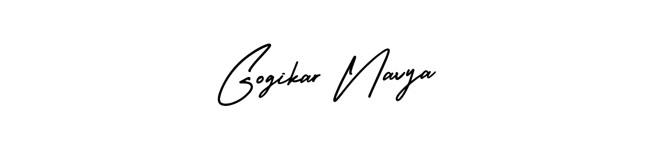 How to make Gogikar Navya name signature. Use AmerikaSignatureDemo-Regular style for creating short signs online. This is the latest handwritten sign. Gogikar Navya signature style 3 images and pictures png