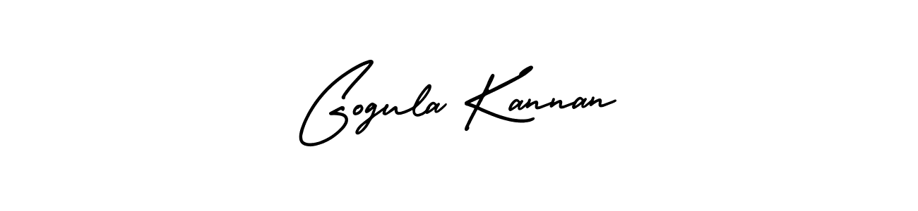 The best way (AmerikaSignatureDemo-Regular) to make a short signature is to pick only two or three words in your name. The name Gogula Kannan include a total of six letters. For converting this name. Gogula Kannan signature style 3 images and pictures png