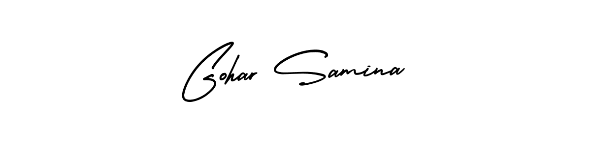 Gohar Samina stylish signature style. Best Handwritten Sign (AmerikaSignatureDemo-Regular) for my name. Handwritten Signature Collection Ideas for my name Gohar Samina. Gohar Samina signature style 3 images and pictures png
