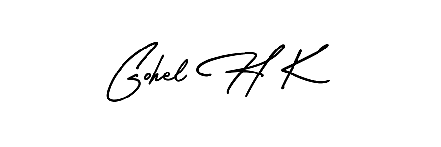 This is the best signature style for the Gohel H K name. Also you like these signature font (AmerikaSignatureDemo-Regular). Mix name signature. Gohel H K signature style 3 images and pictures png