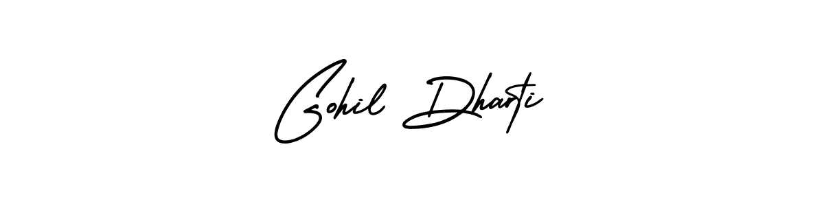 You should practise on your own different ways (AmerikaSignatureDemo-Regular) to write your name (Gohil Dharti) in signature. don't let someone else do it for you. Gohil Dharti signature style 3 images and pictures png