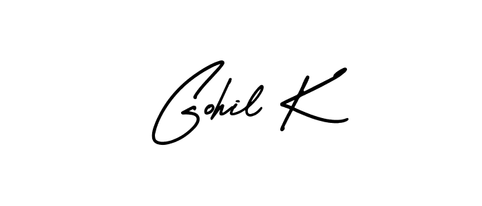 Gohil K stylish signature style. Best Handwritten Sign (AmerikaSignatureDemo-Regular) for my name. Handwritten Signature Collection Ideas for my name Gohil K. Gohil K signature style 3 images and pictures png