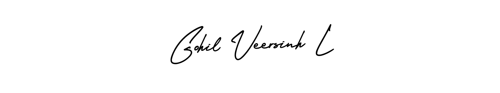 The best way (AmerikaSignatureDemo-Regular) to make a short signature is to pick only two or three words in your name. The name Gohil Veersinh L include a total of six letters. For converting this name. Gohil Veersinh L signature style 3 images and pictures png