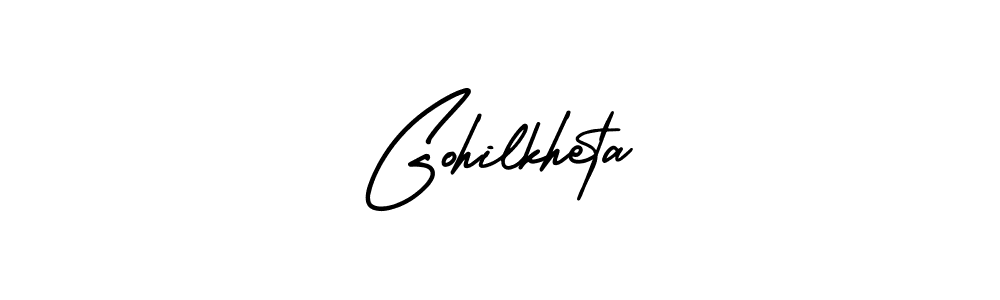 Design your own signature with our free online signature maker. With this signature software, you can create a handwritten (AmerikaSignatureDemo-Regular) signature for name Gohilkheta. Gohilkheta signature style 3 images and pictures png