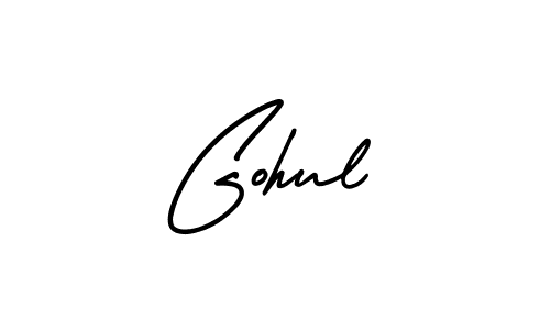 How to make Gohul name signature. Use AmerikaSignatureDemo-Regular style for creating short signs online. This is the latest handwritten sign. Gohul signature style 3 images and pictures png