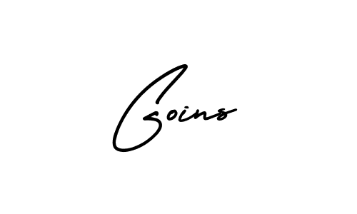 You should practise on your own different ways (AmerikaSignatureDemo-Regular) to write your name (Goins) in signature. don't let someone else do it for you. Goins signature style 3 images and pictures png