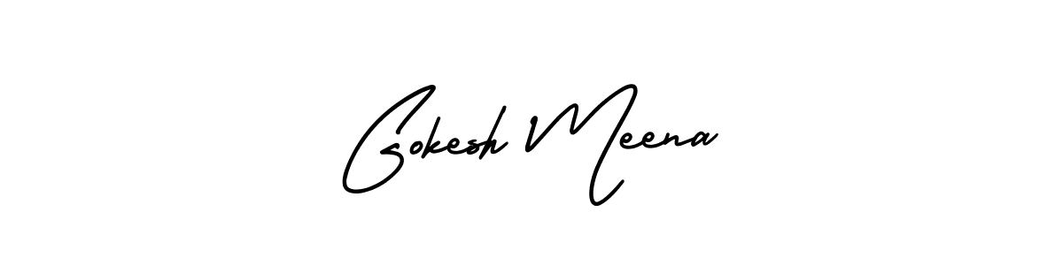 How to Draw Gokesh Meena signature style? AmerikaSignatureDemo-Regular is a latest design signature styles for name Gokesh Meena. Gokesh Meena signature style 3 images and pictures png