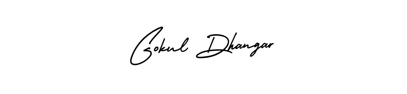 You should practise on your own different ways (AmerikaSignatureDemo-Regular) to write your name (Gokul Dhangar) in signature. don't let someone else do it for you. Gokul Dhangar signature style 3 images and pictures png