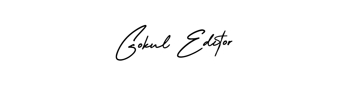 You should practise on your own different ways (AmerikaSignatureDemo-Regular) to write your name (Gokul Editor) in signature. don't let someone else do it for you. Gokul Editor signature style 3 images and pictures png