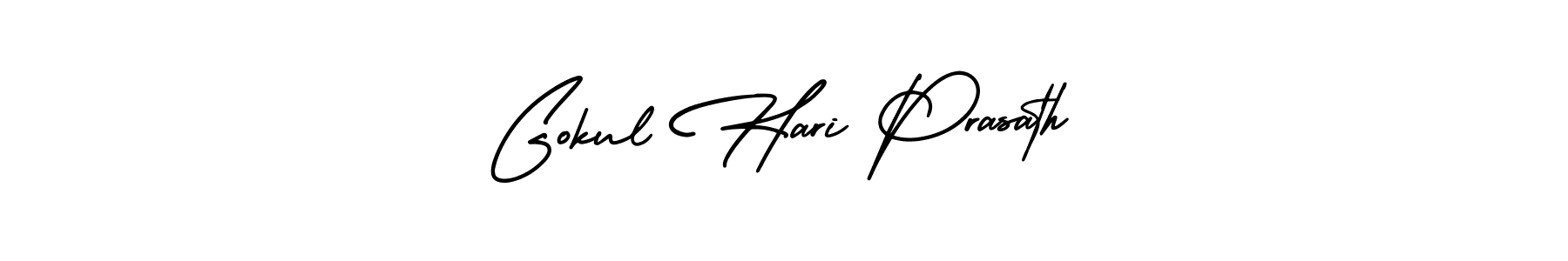 You should practise on your own different ways (AmerikaSignatureDemo-Regular) to write your name (Gokul Hari Prasath) in signature. don't let someone else do it for you. Gokul Hari Prasath signature style 3 images and pictures png