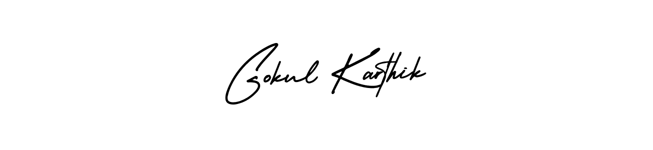 Make a beautiful signature design for name Gokul Karthik. With this signature (AmerikaSignatureDemo-Regular) style, you can create a handwritten signature for free. Gokul Karthik signature style 3 images and pictures png
