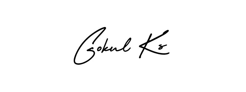 Similarly AmerikaSignatureDemo-Regular is the best handwritten signature design. Signature creator online .You can use it as an online autograph creator for name Gokul Ks. Gokul Ks signature style 3 images and pictures png