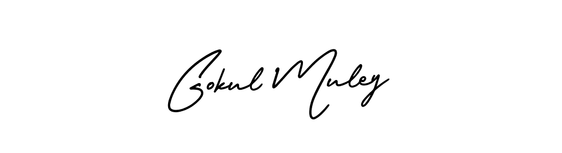 How to make Gokul Muley signature? AmerikaSignatureDemo-Regular is a professional autograph style. Create handwritten signature for Gokul Muley name. Gokul Muley signature style 3 images and pictures png