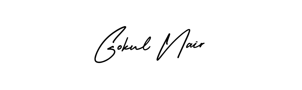 The best way (AmerikaSignatureDemo-Regular) to make a short signature is to pick only two or three words in your name. The name Gokul Nair include a total of six letters. For converting this name. Gokul Nair signature style 3 images and pictures png