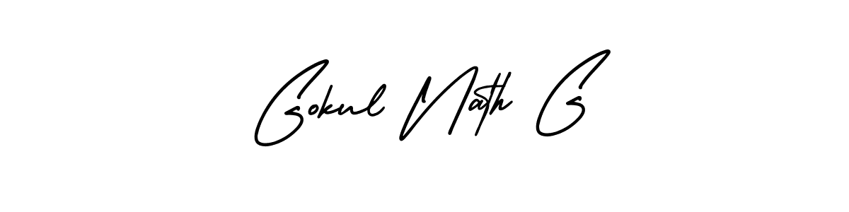 The best way (AmerikaSignatureDemo-Regular) to make a short signature is to pick only two or three words in your name. The name Gokul Nath G include a total of six letters. For converting this name. Gokul Nath G signature style 3 images and pictures png